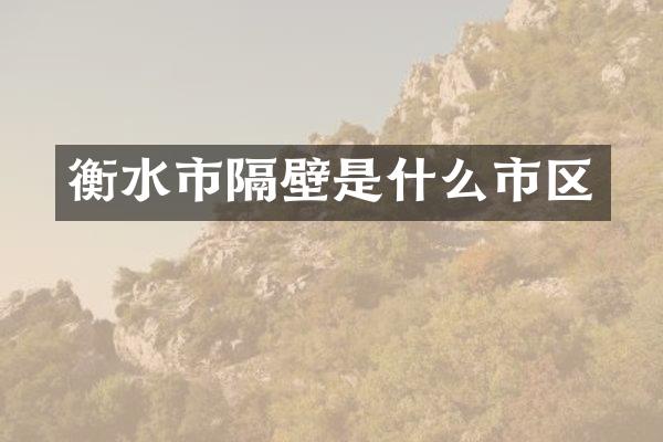 衡水市隔壁是什么市区