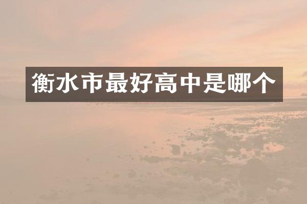 衡水市最好高中是哪个
