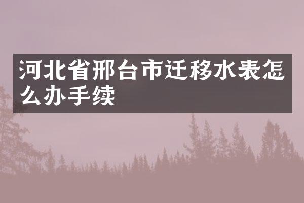河北省邢台市迁移水表怎么办手续