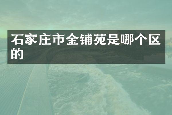 石家庄市金铺苑是哪个区的