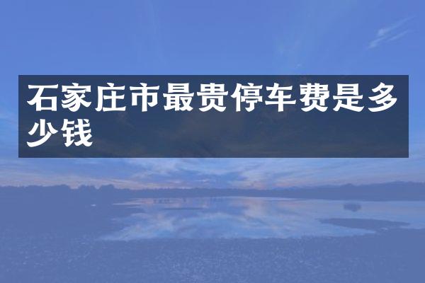 石家庄市最贵停车费是多少钱