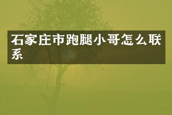 石家庄市跑腿小哥怎么联系
