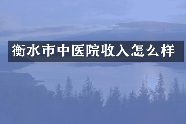衡水市中医院收入怎么样