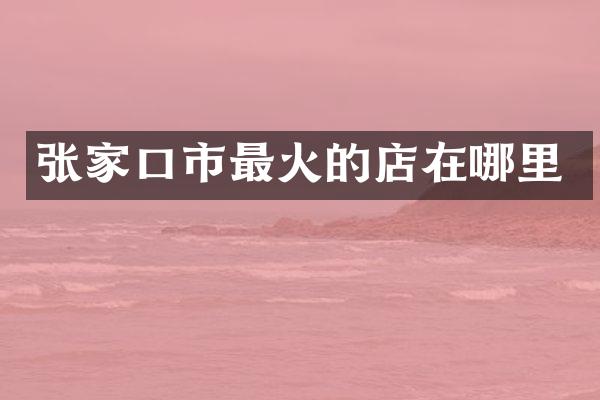 张家口市最火的店在哪里