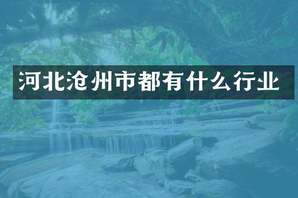 河北沧州市都有什么行业