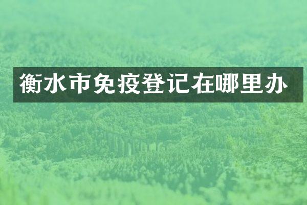 衡水市免疫登记在哪里办