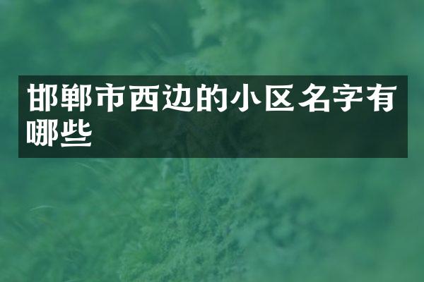 邯郸市西边的小区名字有哪些