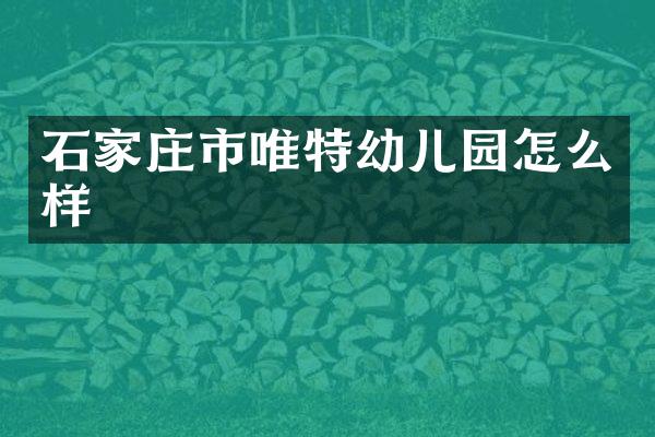 石家庄市唯特幼儿园怎么样
