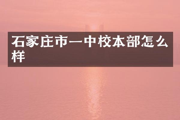 石家庄市一中校本部怎么样