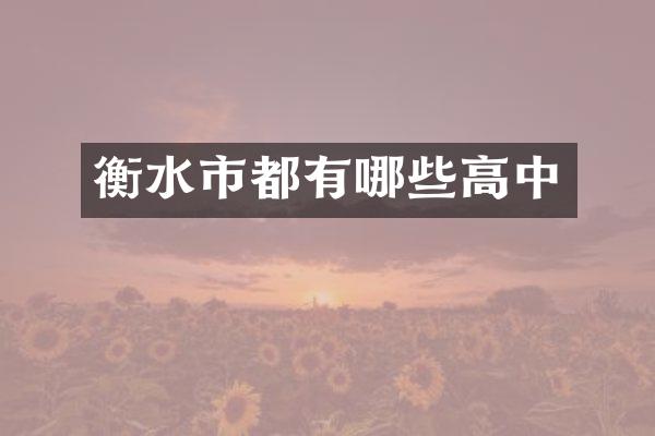 衡水市都有哪些高中