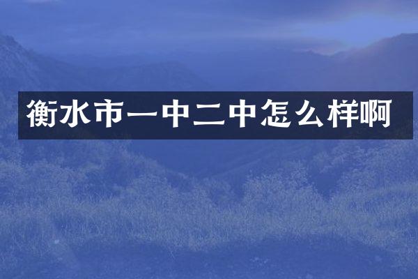 衡水市一中二中怎么样啊