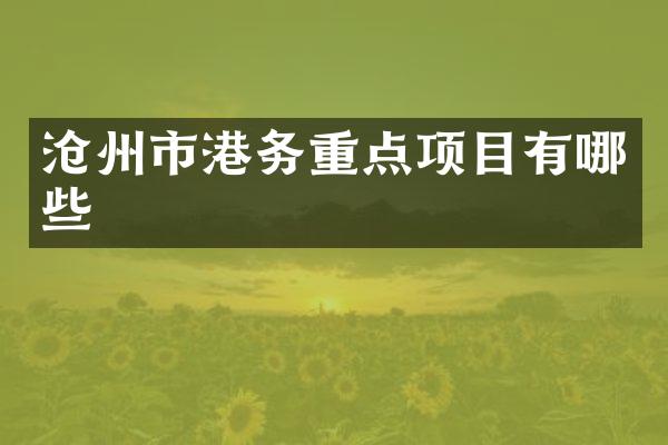 沧州市港务重点项目有哪些