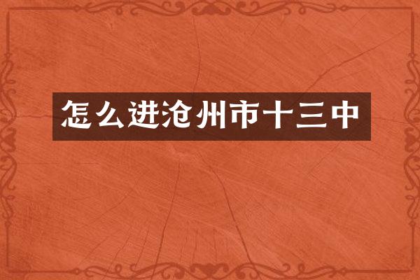 怎么进沧州市十三中