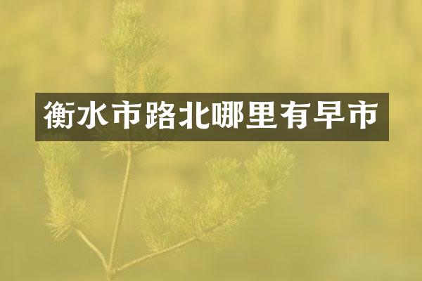 衡水市路北哪里有早市