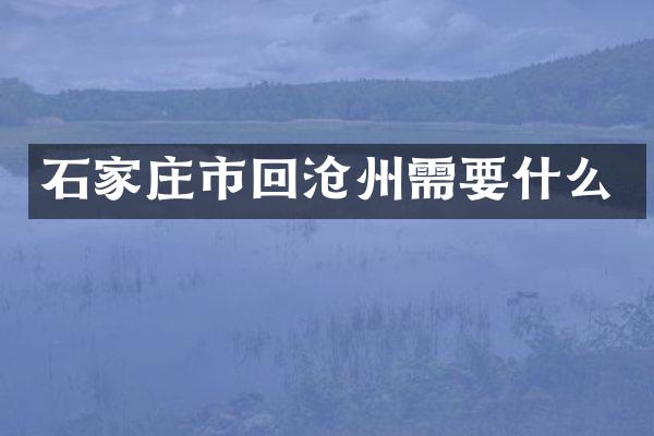石家庄市回沧州需要什么