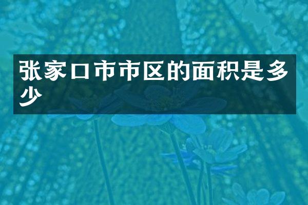 张家口市市区的面积是多少