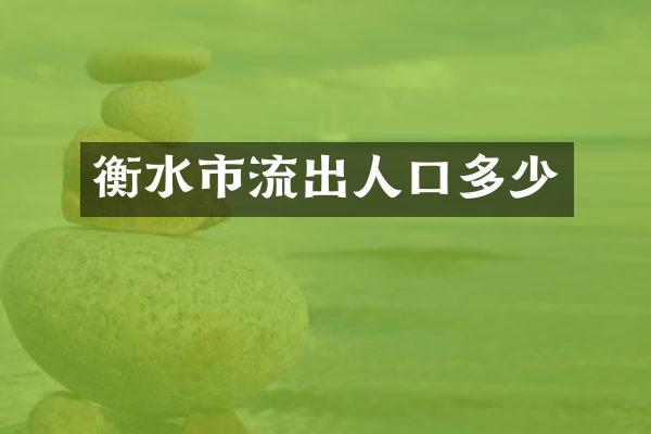 衡水市流出人口多少