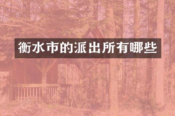 衡水市的派出所有哪些