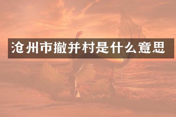 沧州市撤并村是什么意思