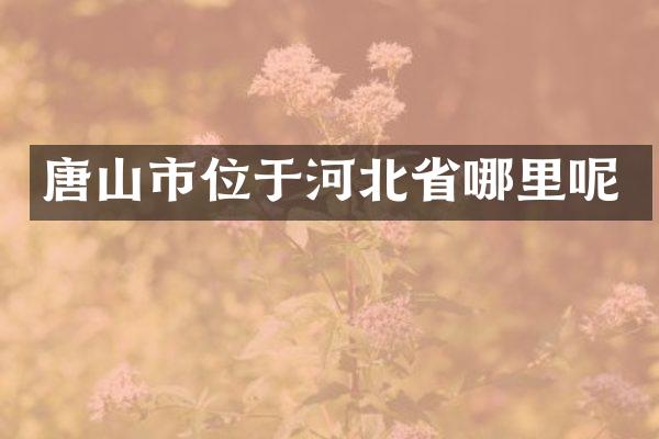唐山市位于河北省哪里呢