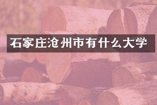 石家庄沧州市有什么大学