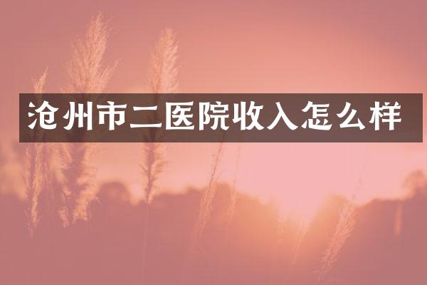 沧州市二医院收入怎么样