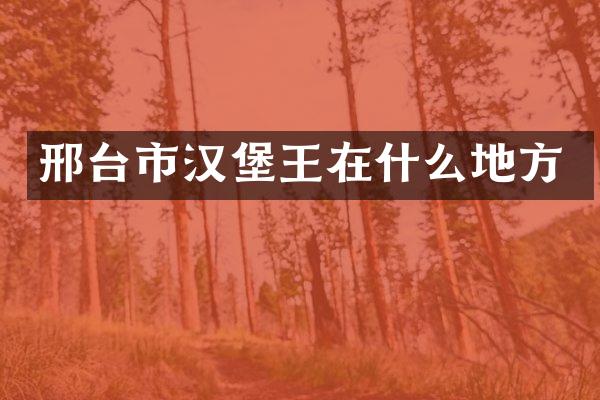 邢台市汉堡王在什么地方