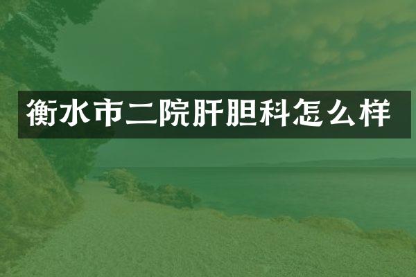 衡水市二院肝胆科怎么样