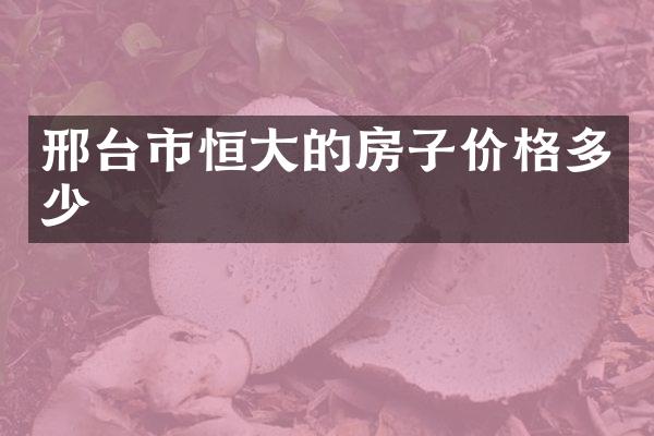 邢台市恒大的房子价格多少