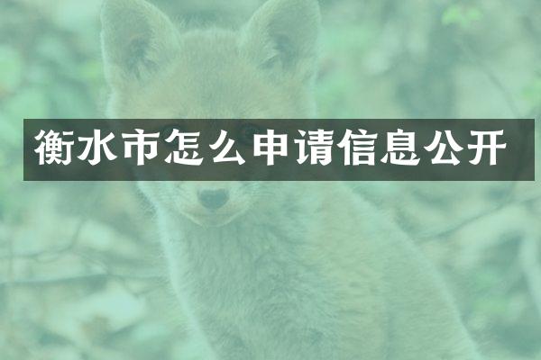 衡水市怎么申请信息公开