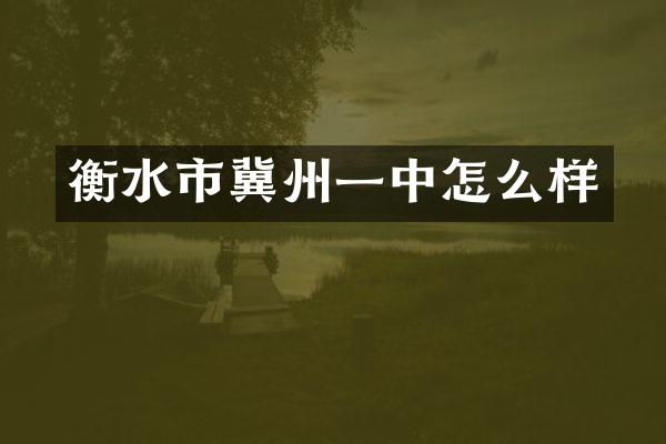 衡水市冀州一中怎么样