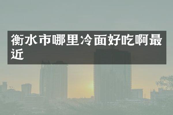 衡水市哪里冷面好吃啊最近