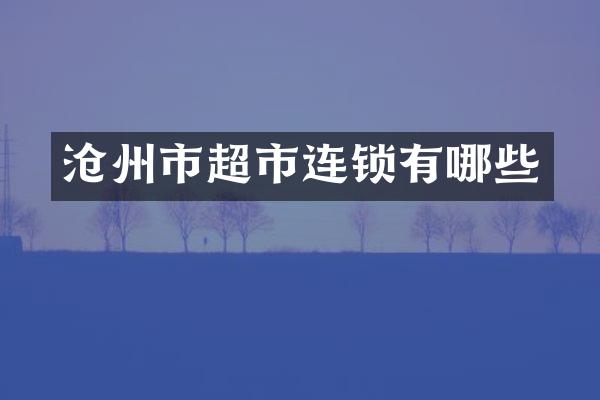 沧州市超市连锁有哪些