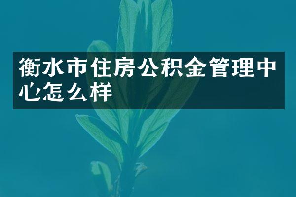 衡水市住房公积金管理中心怎么样