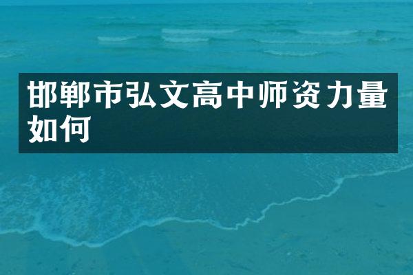 邯郸市弘文高中师资力量如何