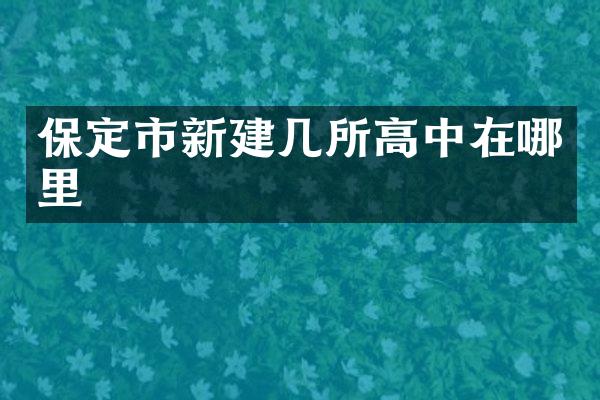 保定市新建几所高中在哪里