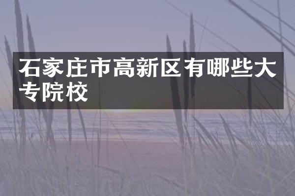 石家庄市高新区有哪些大专院校