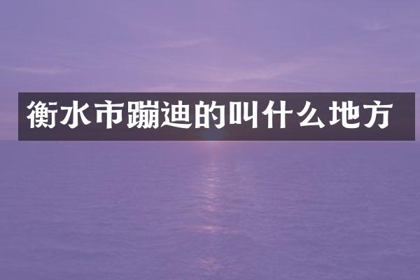 衡水市蹦迪的叫什么地方