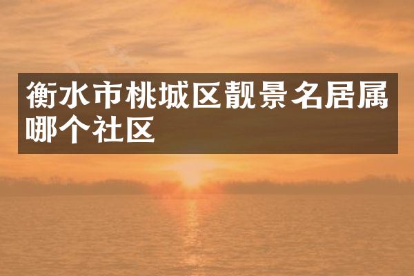 衡水市桃城区靓景名居属哪个社区