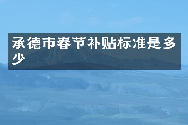 承德市春节补贴标准是多少