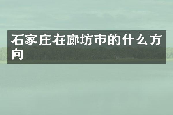 石家庄在廊坊市的什么方向
