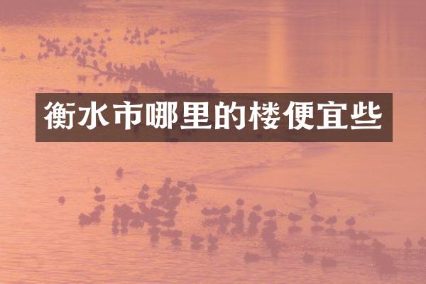 衡水市哪里的楼便宜些