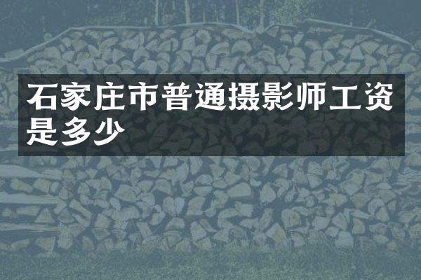 石家庄市普通摄影师工资是多少