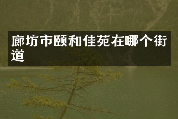 廊坊市颐和佳苑在哪个街道