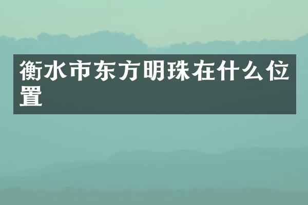 衡水市东方明珠在什么位置