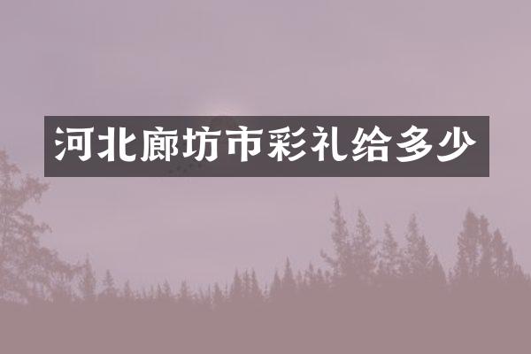 河北廊坊市彩礼给多少