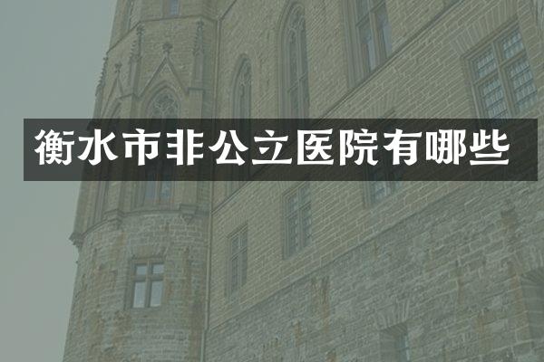 衡水市非公立医院有哪些