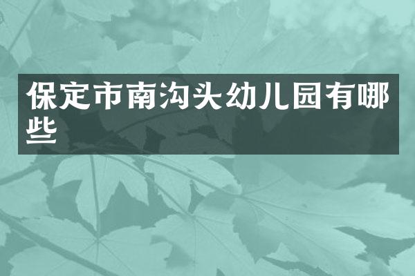 保定市南沟头幼儿园有哪些