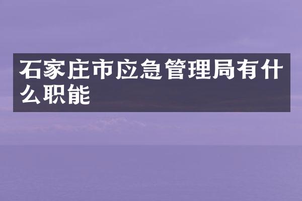 石家庄市应急管理局有什么职能