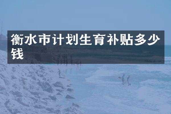 衡水市计划生育补贴多少钱